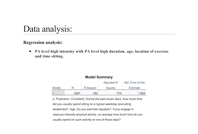 do research based statistical data analysis, hypothesis testing using spss excel